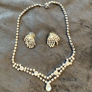 Vintage Rhinestone necklace and earrings